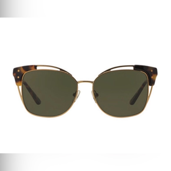 Tory Burch TY6049 Open Metal Frame Sunglasses with Tortoise Shell Accent - Picture 2 of 12
